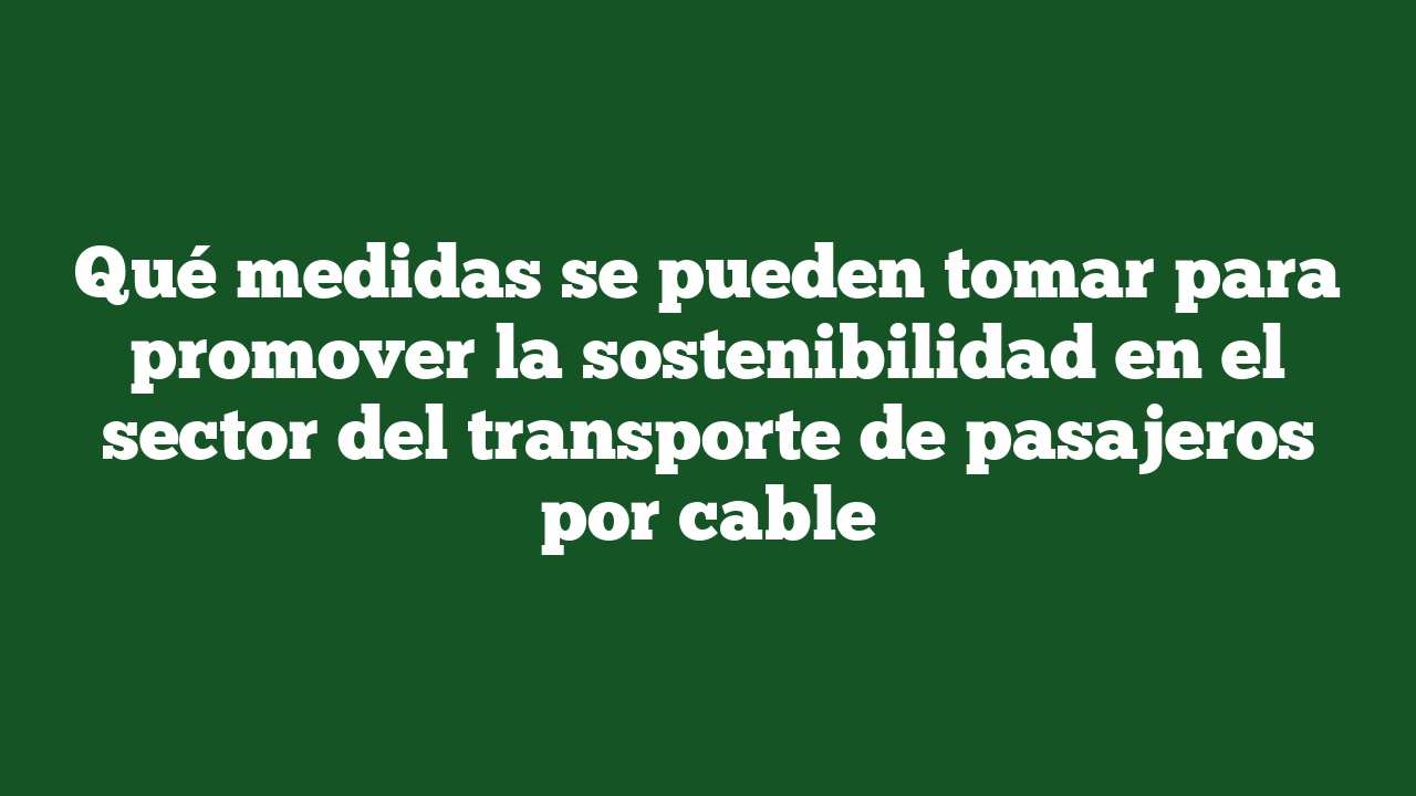 Qué medidas se pueden tomar para promover la sostenibilidad en el sector del transporte de pasajeros por cable